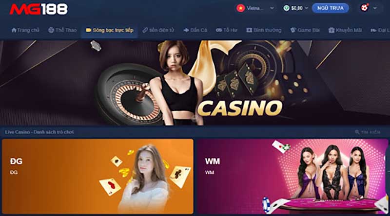 Mg 188 mang đến cho cược thủ nhiều sảnh chơi tại Live Casino